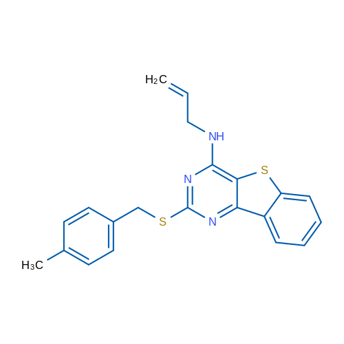 4-{[(4-methylphenyl)methyl]sulfanyl}-N-(prop-2-en-1-yl)-8-thia-3,5-diazatricyclo[7.4.0.0^{2,7}]trideca-1(13),2(7),3,5,9,11-hexaen-6-amine 1g