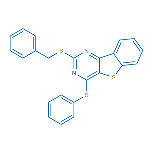 4-(Benzylsulfanyl)-6-(phenylsulfanyl)-8-thia-3,5-diazatricyclo[7.4.0.0^{2,7}]trideca-1(13),2(7),3,5,9,11-hexaene 1g