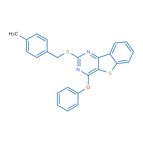 4-{[(4-methylphenyl)methyl]sulfanyl}-6-phenoxy-8-thia-3,5-diazatricyclo[7.4.0.0^{2,7}]trideca-1(13),2(7),3,5,9,11-hexaene 1g