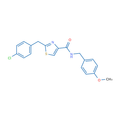 2-[(4-Chlorophenyl)methyl]-N-[(4-methoxyphenyl)methyl]-1,3-thiazole-4-carboxamide 1g