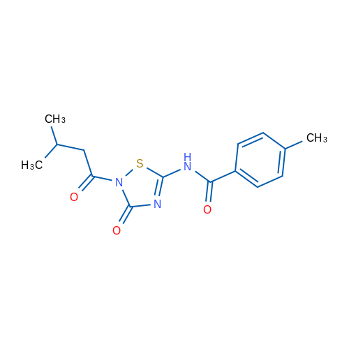 4-Methyl-N-[2-(3-methylbutanoyl)-3-oxo-2,3-dihydro-1,2,4-thiadiazol-5-yl]benzamide 1g
