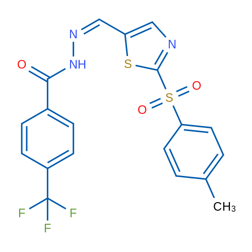 N'-[(1Z)-[2-(4-Methylbenzenesulfonyl)-1,3-thiazol-5-yl]methylidene]-4-(trifluoromethyl)benzohydrazide 1g