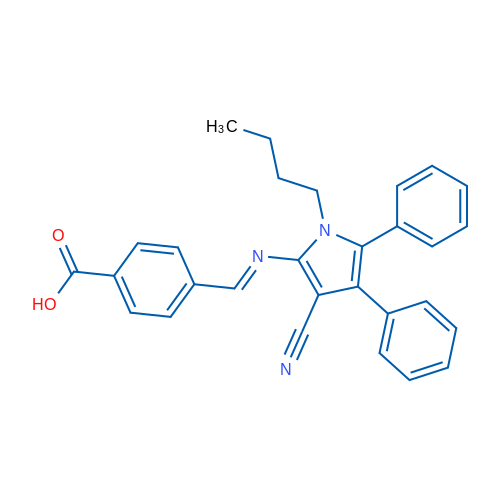 4-[(1E)-[(1-Butyl-3-cyano-4,5-diphenyl-1H-pyrrol-2-yl)imino]methyl]benzoic acid 1g