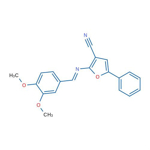 2-[(E)-[(3,4-Dimethoxyphenyl)methylidene]amino]-5-phenylfuran-3-carbonitrile 1g