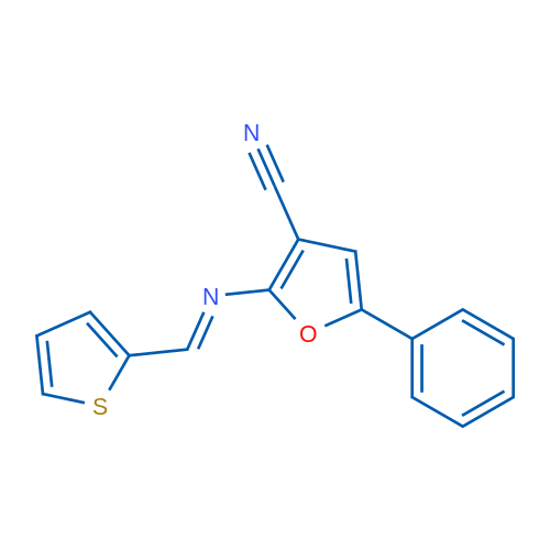 5-Phenyl-2-[(E)-[(thiophen-2-yl)methylidene]amino]furan-3-carbonitrile 1g