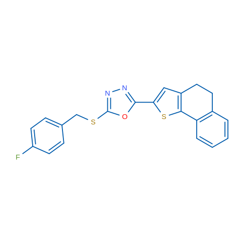 2-{[(4-fluorophenyl)methyl]sulfanyl}-5-{4H,5H-naphtho[1,2-b]thiophen-2-yl}-1,3,4-oxadiazole 1g