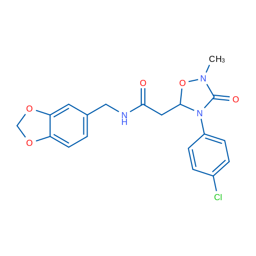 N-[(2H-1,3-Benzodioxol-5-yl)methyl]-2-[4-(4-chlorophenyl)-2-methyl-3-oxo-1,2,4-oxadiazolidin-5-yl]acetamide 1g
