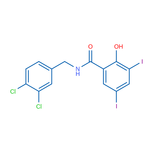 N-[(3,4-Dichlorophenyl)methyl]-2-hydroxy-3,5-diiodobenzamide 1g