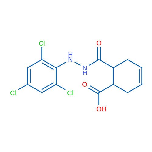 6-[N'-(2,4,6-Trichlorophenyl)hydrazinecarbonyl]cyclohex-3-ene-1-carboxylic acid 1g