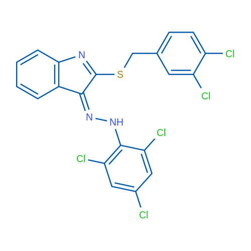 (3Z)-2-{[(3,4-dichlorophenyl)methyl]sulfanyl}-3-[2-(2,4,6-trichlorophenyl)hydrazin-1-ylidene]-3H-indole 1g