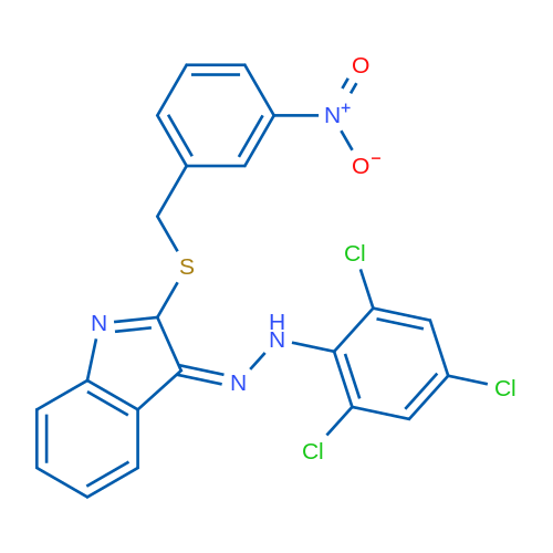 (3Z)-2-{[(3-nitrophenyl)methyl]sulfanyl}-3-[2-(2,4,6-trichlorophenyl)hydrazin-1-ylidene]-3H-indole 1g