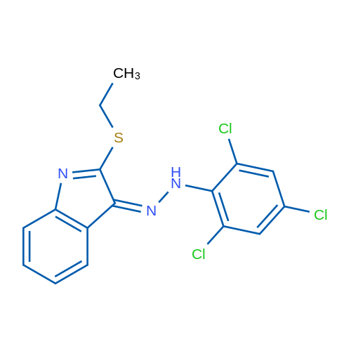 (3Z)-2-(Ethylsulfanyl)-3-[2-(2,4,6-trichlorophenyl)hydrazin-1-ylidene]-3H-indole 1g