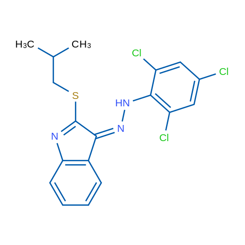 (3Z)-2-[(2-Methylpropyl)sulfanyl]-3-[2-(2,4,6-trichlorophenyl)hydrazin-1-ylidene]-3H-indole 1g