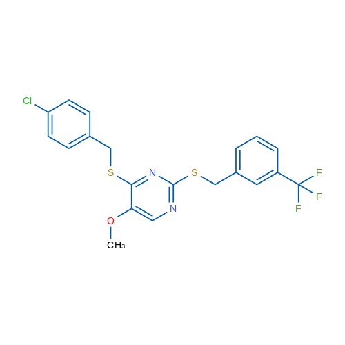 4-{[(4-chlorophenyl)methyl]sulfanyl}-5-methoxy-2-({[3-(trifluoromethyl)phenyl]methyl}sulfanyl)pyrimidine 1g