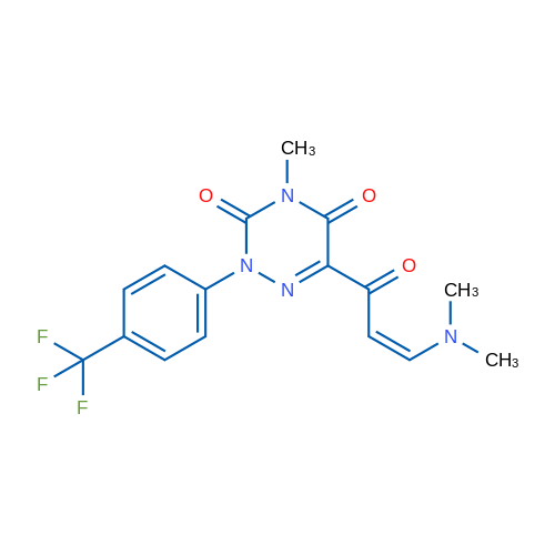 6-[(2Z)-3-(Dimethylamino)prop-2-enoyl]-4-methyl-2-[4-(trifluoromethyl)phenyl]-2,3,4,5-tetrahydro-1,2,4-triazine-3,5-dione 1g