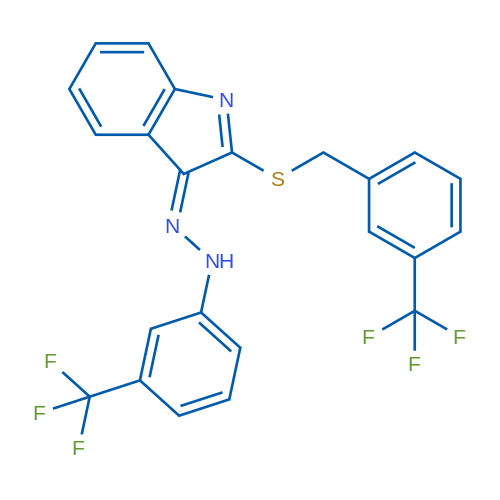(3Z)-3-{2-[3-(trifluoromethyl)phenyl]hydrazin-1-ylidene}-2-({[3-(trifluoromethyl)phenyl]methyl}sulfanyl)-3H-indole 1g