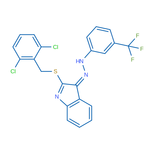 (3Z)-2-{[(2,6-dichlorophenyl)methyl]sulfanyl}-3-{2-[3-(trifluoromethyl)phenyl]hydrazin-1-ylidene}-3H-indole 1g