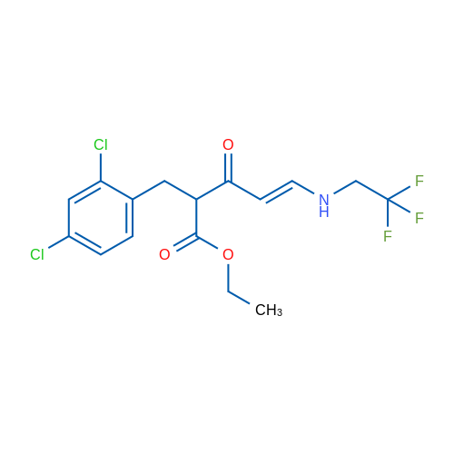 Ethyl (4E)-2-[(2,4-dichlorophenyl)methyl]-3-oxo-5-[(2,2,2-trifluoroethyl)amino]pent-4-enoate 1g