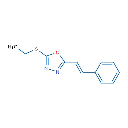 2-(Ethylsulfanyl)-5-[(E)-2-phenylethenyl]-1,3,4-oxadiazole 1g