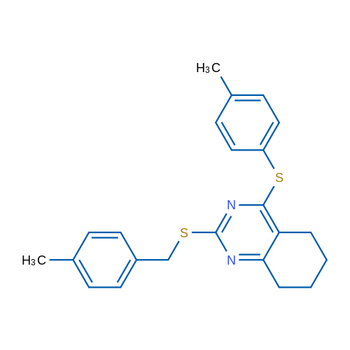 2-{[(4-methylphenyl)methyl]sulfanyl}-4-[(4-methylphenyl)sulfanyl]-5,6,7,8-tetrahydroquinazoline 1g
