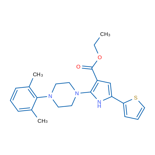 Ethyl 2-[4-(2,6-dimethylphenyl)piperazin-1-yl]-5-(thiophen-2-yl)-1H-pyrrole-3-carboxylate 1g
