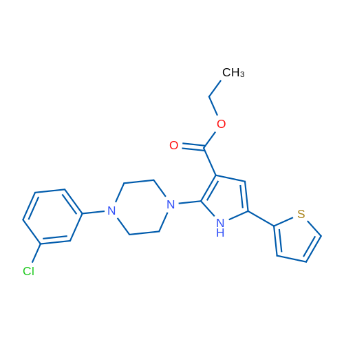 Ethyl 2-[4-(3-chlorophenyl)piperazin-1-yl]-5-(thiophen-2-yl)-1H-pyrrole-3-carboxylate 1g