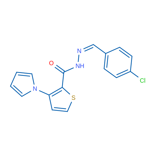 N'-[(1Z)-(4-Chlorophenyl)methylidene]-3-(1H-pyrrol-1-yl)thiophene-2-carbohydrazide 1g