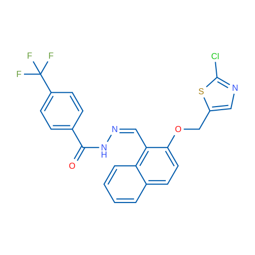 N'-[(1Z)-{2-[(2-chloro-1,3-thiazol-5-yl)methoxy]naphthalen-1-yl}methylidene]-4-(trifluoromethyl)benzohydrazide 1g