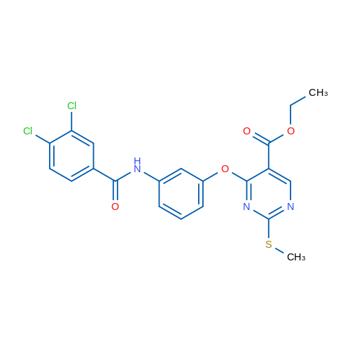 Ethyl 4-[3-(3,4-dichlorobenzamido)phenoxy]-2-(methylsulfanyl)pyrimidine-5-carboxylate 1g