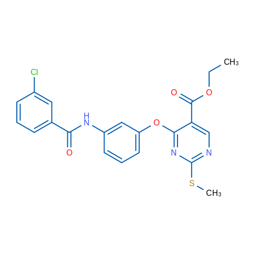 Ethyl 4-[3-(3-chlorobenzamido)phenoxy]-2-(methylsulfanyl)pyrimidine-5-carboxylate 1g