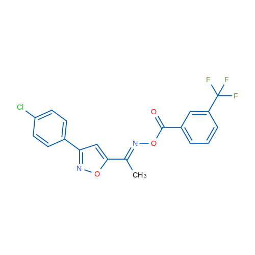 (E)-{1-[3-(4-chlorophenyl)-1,2-oxazol-5-yl]ethylidene}amino 3-(trifluoromethyl)benzoate 1g
