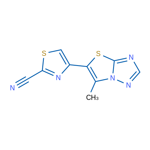 4-{6-methyl-[1,2,4]triazolo[3,2-b][1,3]thiazol-5-yl}-1,3-thiazole-2-carbonitrile 1g