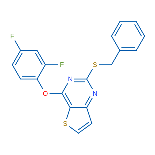 2-(Benzylsulfanyl)-4-(2,4-difluorophenoxy)thieno[3,2-d]pyrimidine 1g