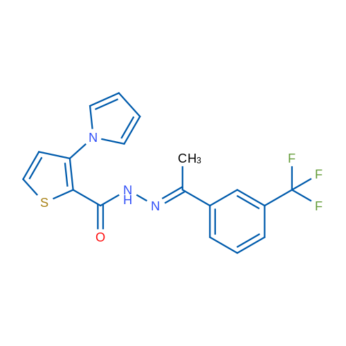 3-(1H-Pyrrol-1-yl)-N'-[(1E)-1-[3-(trifluoromethyl)phenyl]ethylidene]thiophene-2-carbohydrazide 1g