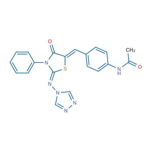 N-(4-{[(5Z)-4-oxo-3-phenyl-2-[(4H-1,2,4-triazol-4-yl)imino]-1,3-thiazolidin-5-ylidene]methyl}phenyl)acetamide 1g