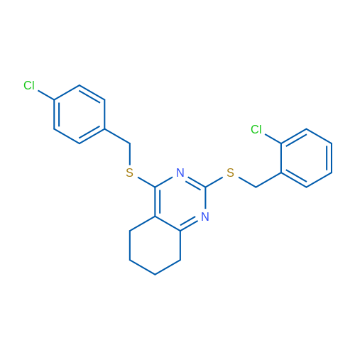 2-{[(2-chlorophenyl)methyl]sulfanyl}-4-{[(4-chlorophenyl)methyl]sulfanyl}-5,6,7,8-tetrahydroquinazoline 1g