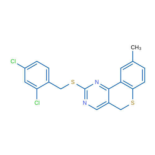 2-{[(2,4-dichlorophenyl)methyl]sulfanyl}-9-methyl-5H-thiochromeno[4,3-d]pyrimidine 1g