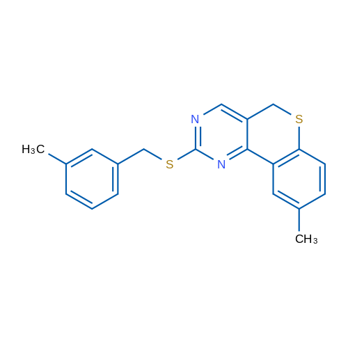 9-Methyl-2-{[(3-methylphenyl)methyl]sulfanyl}-5H-thiochromeno[4,3-d]pyrimidine 1g