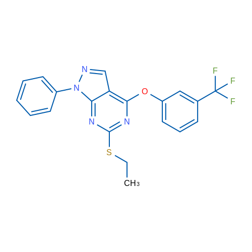 6-(Ethylsulfanyl)-1-phenyl-4-[3-(trifluoromethyl)phenoxy]-1H-pyrazolo[3,4-d]pyrimidine 1g