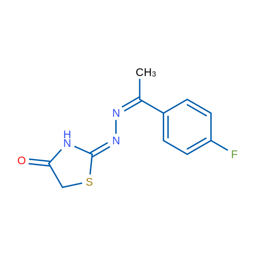 (2E)-2-[(Z)-2-[1-(4-Fluorophenyl)ethylidene]hydrazin-1-ylidene]-1,3-thiazolidin-4-one 1g