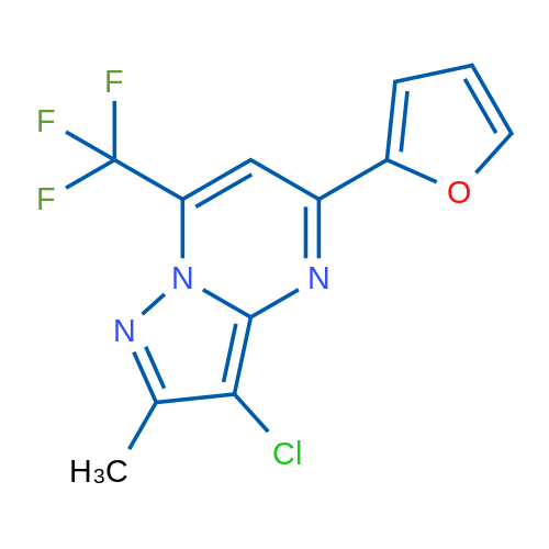 3-Chloro-5-(furan-2-yl)-2-methyl-7-(trifluoromethyl)pyrazolo[1,5-a]pyrimidine 1g