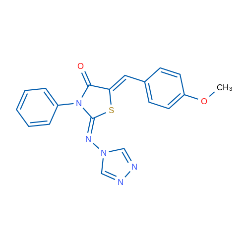 5-[(4-Methoxyphenyl)methylidene]-3-phenyl-2-[(4H-1,2,4-triazol-4-yl)imino]-1,3-thiazolidin-4-one 1g