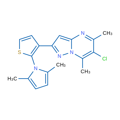 1-(3-{6-chloro-5,7-dimethylpyrazolo[1,5-a]pyrimidin-2-yl}thiophen-2-yl)-2,5-dimethyl-1H-pyrrole 1g