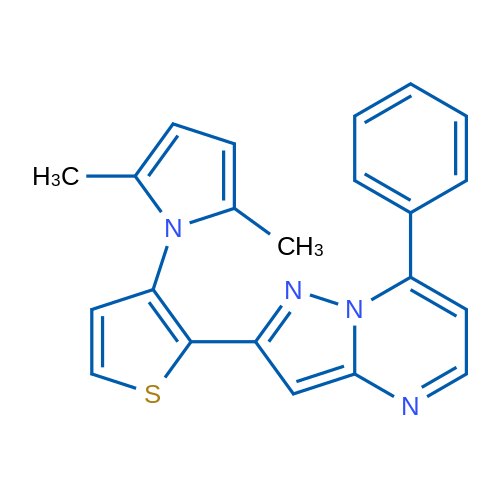 2,5-Dimethyl-1-(2-{7-phenylpyrazolo[1,5-a]pyrimidin-2-yl}thiophen-3-yl)-1H-pyrrole 1g
