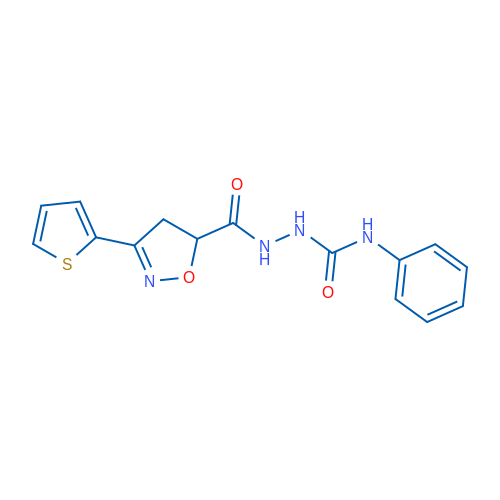N-[(Phenylcarbamoyl)amino]-3-(thiophen-2-yl)-4,5-dihydro-1,2-oxazole-5-carboxamide 1g