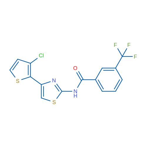 N-[4-(3-Chlorothiophen-2-yl)-1,3-thiazol-2-yl]-3-(trifluoromethyl)benzamide 1g