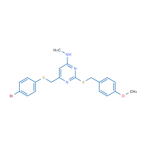 6-{[(4-bromophenyl)sulfanyl]methyl}-2-{[(4-methoxyphenyl)methyl]sulfanyl}-N-methylpyrimidin-4-amine 1g