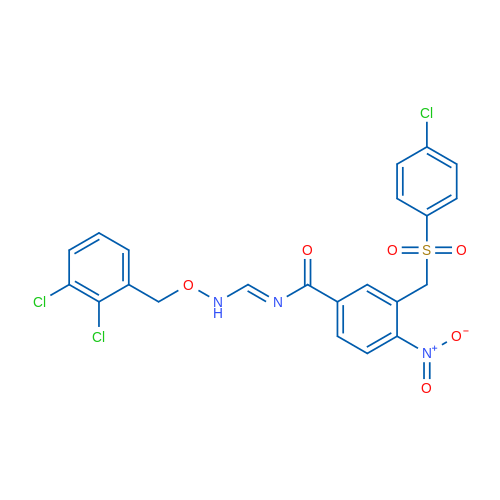 3-[(4-Chlorobenzenesulfonyl)methyl]-N-[(1E)-{[(2,3-dichlorophenyl)methoxy]amino}methylidene]-4-nitrobenzamide 1g