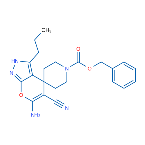 Benzyl 6'-amino-5'-cyano-3'-propyl-2'H-spiro[piperidine-4,4'-pyrano[2,3-c]pyrazole]-1-carboxylate 1g