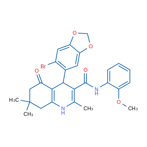 4-(6-Bromobenzo[d][1,3]dioxol-5-yl)-N-(2-methoxyphenyl)-2,7,7-trimethyl-5-oxo-1,4,5,6,7,8-hexahydroquinoline-3-carboxamide 1g